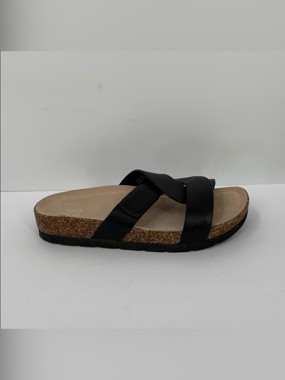 Abeo Black Cork Footbed Slide Sandals